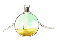 Accessorio collana volpe in argento sterling per donne e uomini, volpe sotto la luna piccola collana di vetro a cupola di vetro, collana iniziale di volpe, gioielli di volpe per donne, gioielli