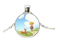 Accessorio collana volpe in argento sterling per donne e uomini, volpe sotto la luna piccola collana di vetro a cupola di vetro, collana iniziale di volpe, gioielli di volpe per donne, gioielli