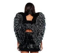 Accessorio Costume Adulto Con Ali Di Piume Nere