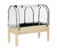 Outsunny Letto per Orto in Cassetta con Serra da Giardino, Portapiante da Esterno in Legno e PE per Fiori e Verdure, 121x55x117cm