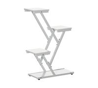 Outsunny Espositore a 4 Livelli per Piante e Oggetti in Acciaio e MDF Bianco