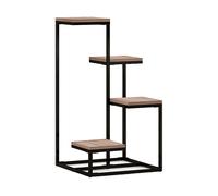 Outsunny Portapiante a 4 Livelli per Interni ed Esterni, Scaffale Porta Fiori e Vasi in Acciaio e Legno, 40x40x75.5 cm, Marrone e Nero