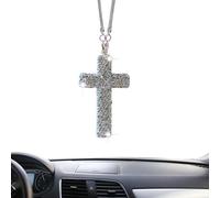 Accessorio Decorativo A Specchio Per Auto - Accessori Auto Con Croce Religiosa Luccicante | Accessori Auto Cristiani Religiosi per Interni Unisex Famiglia Chiesa Camera da Letto