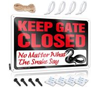 Accessorio decorativo da parete per appartamento universitario per interni cartello da appendere all'aperto in latta preforata | Keep Gate Closed No Matter What The Snake Say For Funny Garden Rustic