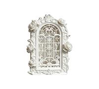 Accessorio decorativo per statuetta con modello finestra dal design floreale con fascino per la casa delle bambole in 1: 12 e la cornice della finestra della casa delle bambole in miniatura
