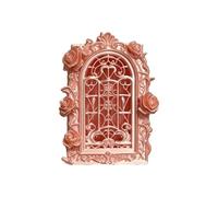 Accessorio decorativo per statuetta con modello finestra dal design floreale con fascino per la casa delle bambole in 1: 12 e la cornice della finestra della casa delle bambole in miniatura