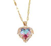 Accessorio Elegante Collana per Il Cuore a pavimentazione del Nero per Donne, squisita Girocollo di Strass Cuoio con la Collana di zircone, Collana per Il Cuore della riunione per vallentine