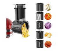 Accessorio for affettatrice e trituratore compatibile con il robot da cucina KitchenAid con 5 lame, ampio scivolo di alimentazione, attacco for grattugia