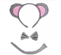 Accessorio in costume da pataggio per papilla per papilla, fascia da papillon, auricolo auricolare, set da 3 pezzi per bambini per bambini adulti, ragazza di Halloween Cosplay Game Party Rat Rat Tema
