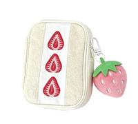 Accessorio in peluche per astuccio con, With strawberry, With strawberry.. | Organizer compatto con cerniera per materiale scolastico, nozioni base sulla bellezza