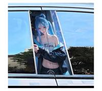 Accessorio Per Auto 2 Adesivi Per Montanti Per Finestrini Auto, Modello Ragazza Dai Capelli Blu, Pellicola Resistente Ai Graffi