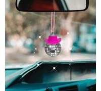 Accessorio per auto a sfera da discoteca rosa, palla da discoteca per auto, accessori per auto rosa per donne, ciondolo per auto da discoteca, ornamento per specchio per auto, mini palla da discoteca