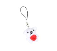 Accessorio per borsa a forma di cucciolo, portachiavi a forma di cane con accento a cuore rosso e trama del filato, per il trasporto quotidiano della borsa o l'uso con cerniera, ciondolo a forma di