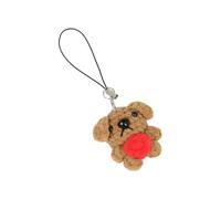 Accessorio per borsa a forma di cucciolo, portachiavi a forma di cane con accento a cuore rosso e trama del filato, per il trasporto quotidiano della borsa o l'uso con cerniera, ciondolo a forma di