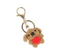 Accessorio per borsa a forma di cucciolo, portachiavi a forma di cane con accento a cuore rosso e trama del filato, per il trasporto quotidiano della borsa o l'uso con cerniera, ciondolo a forma di