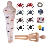 Accessorio per cadavere realistico ragno di plastica per Halloween e finto cadavere appeso in una borsa spaventose decorazioni di Halloween per feste in casa infestata all'aperto e al chiuso