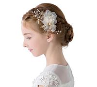 Accessorio per capelli con perle bianche floreali graziose ed eleganti forcine per damigella d'onore, abiti da sposa, spettacoli, festa dei bambini