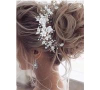 Accessorio per capelli da sposa fatto a mano in argilla bianca morbida e lega d'argento con foglie, fiore raffinato, best-seller per il commercio transfrontaliero Tagli UnicaPianteArgilla polimerica