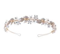 Accessorio per capelli da sposa in oro con cristalli, fascia in metallo, design floreale con foglie, comodo ed elegante, realizzato a mano per spose e occasioni speciali