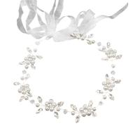 Accessorio per capelli di Flower Girl, copricapo Flower Girl, elegante fascia perla con nastro, accessorio per capelli argento per compleanno, festa, prima comunione, matrimonio