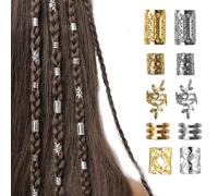 Accessorio per capelli in oro e argento, accessorio per capelli, dreadlocks, accessorio per capelli vichinghi, accessorio per capelli pira per uomini, donne, ragazze e ragazzi (200 pezzi)