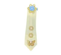Accessorio per capelli in stile coreano con, Light Yellow | Profilo del nastro a punta lunga, accenti perline effetto perla, dettagli decorativi straordinari per festival e