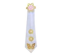 Accessorio per capelli in stile coreano con, White | Profilo del nastro a punta lunga, accenti perline effetto perla, dettagli decorativi straordinari per festival e