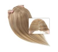 Accessorio per capelli lisci, per donne, 8 x 10 cm, parte centrale, nodo singolo, base mono, capelli all'uncinetto a mano, extension con clip in indiano, aggiunge volume di capelli (marrone dorato +
