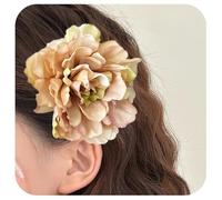 Accessorio per capelli morbido e romantico a forma di peonia, colore champagne, design squisito, pregevole fattura, stile delicato completamente visualizzato, colore dinamico, tocco finale, mostra un