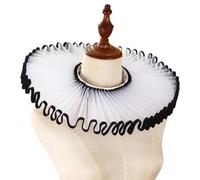 Accessorio per colletto con volant, White with black bor | Gorgiera in rete ariosa, chiusura a nastro, costumi scena, ritratti in maschera, scollatura a strati