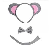 Accessorio per costume con farfallino per orecchie da topo, set da 3 pezzi con fascia per orecchie da topo carino, costume per cosplay di Halloween per bambini, ragazzi e ragazze, festa a tema ratto