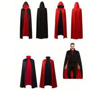 Accessorio per costume da festa, mantello da vampiro reversibile rosso e nero con cappuccio, abito da mago della morte per adulti, adatto anche per il ruolo di mago della morte in feste e giochi di ru