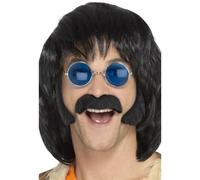Accessorio Per Costume Hippie Con Basette E Baffi Nero Anni 1960 70