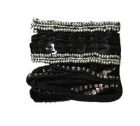 Accessorio per danza del ventre con fascia elastica incrociata e bracciale regolabile(Black)