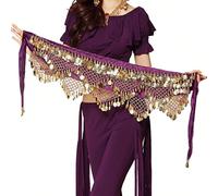 Accessorio per fianchi con nappe a moneta realizzato a mano, dal fascino bohémien - perfetto per la danza del ventre, le esibizioni di festival e le celebrazioni culturali nero,Viola,giallo,verde,ross