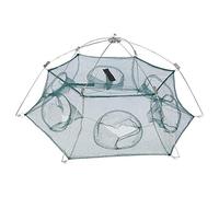 Accessorio per gabbia per pesci con trappola per esche per gamberetti in movimento con apertura pieghevole portatile (6 angoli chiusi 80 cm)