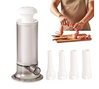 Accessorio per il riempimento della salsiccia - Macchina manuale per polpette con 4 tubi di ripieno, strumento di riempimento della salsiccia in tubi 'imbuto, riempitivo di carne multifunzionale