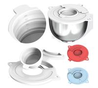 Accessorio per mixer con supporto da 4,5 e 5 litri dotato di un coperchio in silicone che si piega per una facile conservazione dopo l'uso (rosso con imbuto)