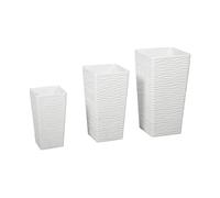 Outsunny Set 3 Vasi da Esterno Impilabili con Motivo Ondulato in Plastica, 42/55/65 cm, Bianco Aosom Italy