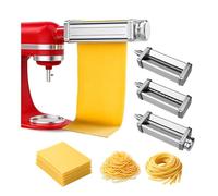 Accessorio per Pasta per Impastatrice Planetaria KitchenAid 3 Pezzi - Rullo per Pasta, Taglia Spaghetti & Taglia Fettuccine - Accessori in Acciaio Inox - Accessori Mixer KitchenAid di MMOBIEL