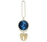 Accessorio per specchietto retrovisore auto con ali d'angelo, ciondolo portafortuna per interni auto, colore: blu brillante