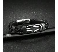 Accessorio Trendy, Moda Braccialetto Intrecciato In PU Bicolor Fatti A Mano Per Uomini Punk Europei E Americani, Braccialetto A Fascia Magnetica In Acciaio Inossidabile Tagli UnicaPoliuretano
