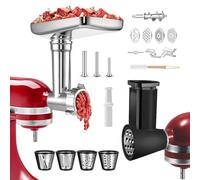 Accessorio Tritacarne in Acciaio Inossidabile per Kitchenaid,Con 4Accessori per Verdure 4Dischi di Macinazione 3Lame 3Imbottitori per Salsicce 1Pressa per Burger&Spazzola per Pulizia,(Senza Macchina)