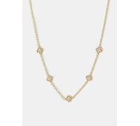 Accessorize Accessorize 14ct Mother of Pearl Clover Station Necklace one Oro