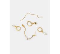 Accessorize Accessorize 4ct Mother of Pearl Stud & Hoop Earrings 5-Pack one Oro