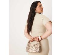Accessorize - Borsa a mano arrotondata beige effetto coccodrillo-Neutro No Size