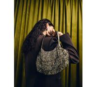 Accessorize - Borsa a mano con frange in perline verde oliva-Nero No Size