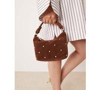 Accessorize - Borsa a mano marrone in camoscio sintetico con borchie No Size