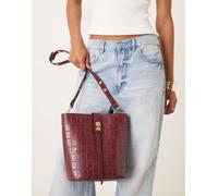 Accessorize - Borsa a secchiello bordeaux effetto coccodrillo-Rosso No Size