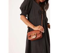 Accessorize - Borsa a tracolla effetto coccodrillo color cuoio con fibbia-Marrone No Size